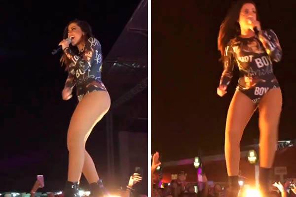 Vídeo registra Anitta fugindo de fã durante show em Pernambuco