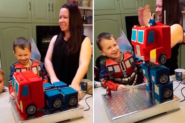 Pais criam bolo incrível que se transforma em robô para filho de 6 anos