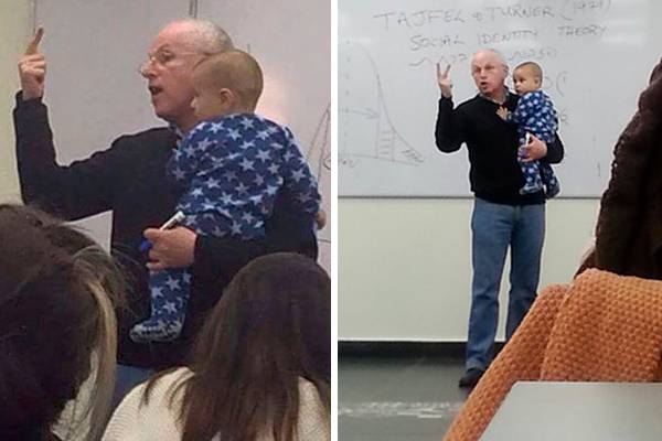 Este professor fez algo inesperado quando o bebê de sua aluna começou a chorar no meio da aula