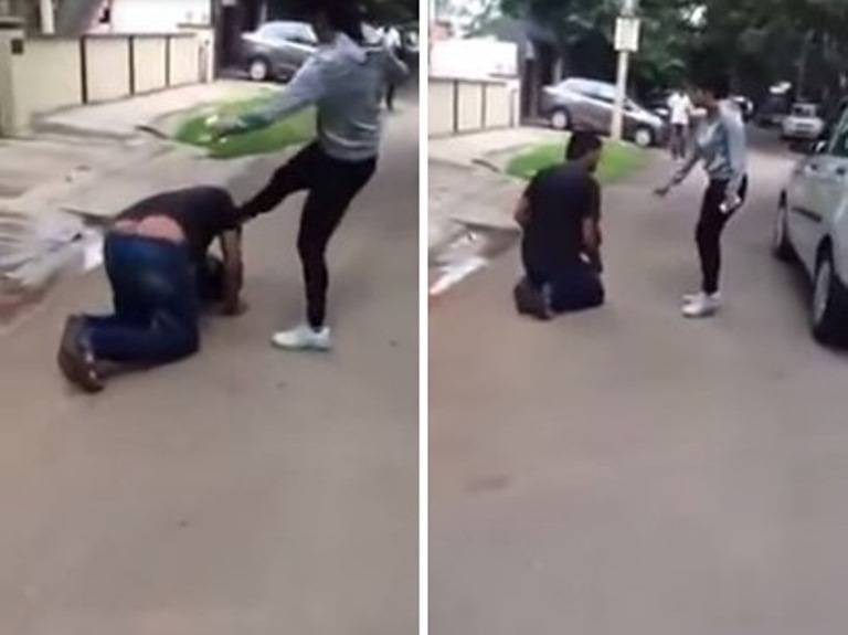 Vídeo impressionante mostra mulher perseguindo e batendo em homem que a assediou sexualmente; assista
