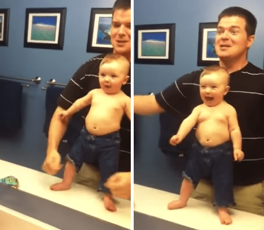 Bebê de apenas 8 meses “flexiona músculos” com seu pai e o resultado é adorável; confira