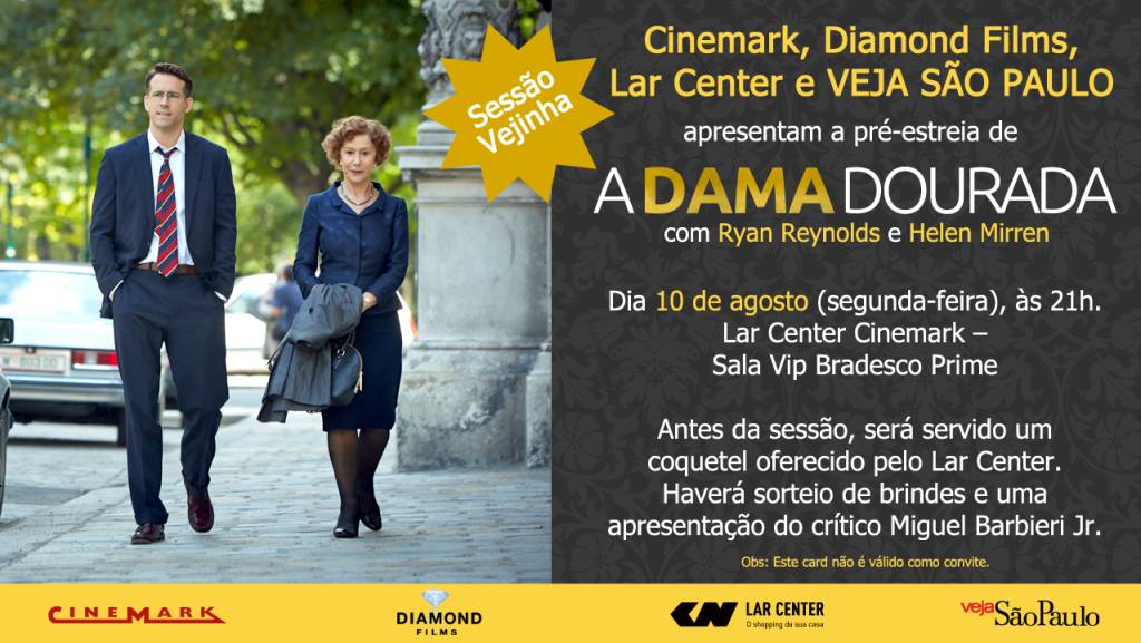 Sessão Vejinha: quer ir à pré-estreia de ‘A Dama Dourada’? Saiba como participar
