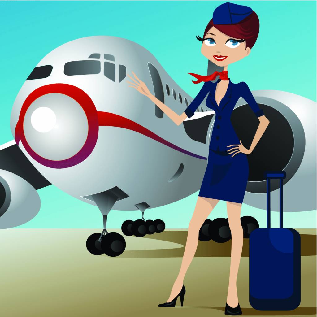Aeromoça de biquíni. Já pensou se a moda pega?