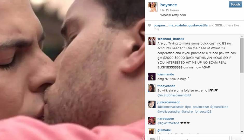 Beyoncé publica na internet vídeo com beijo de Félix e Niko em ‘Amor à Vida’