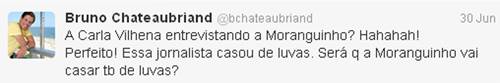 Treta do dia: Carla Vilhena e Bruno Chateaubriand trocam alfinetadas no Twitter