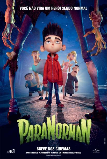 Pôster de Paranorman: desenho animado sobre um menino de conversa com a avó morta