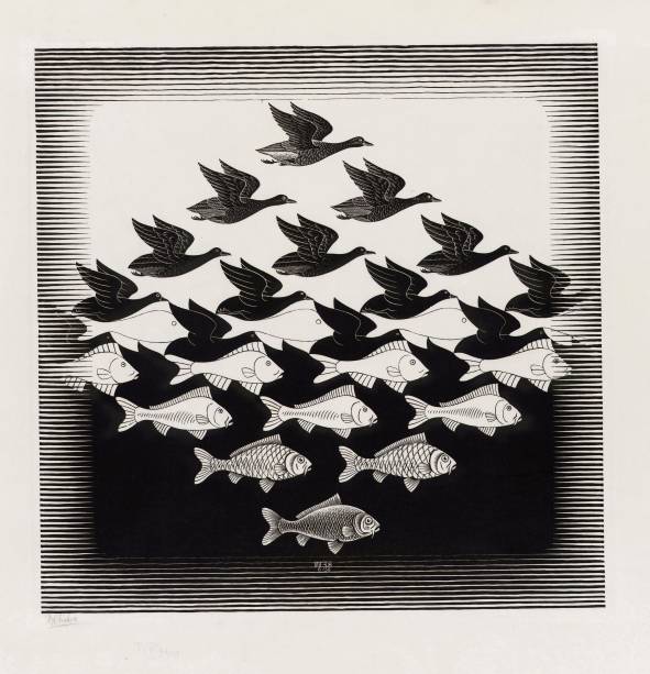 Xilogravura: Céu e Água I, de 1938 Xilogravura: Céu e Água I, de 1938