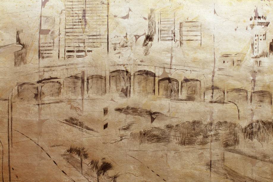 Arcos, desenho e colagem de Gregório Gruber - R$ 22.000,00