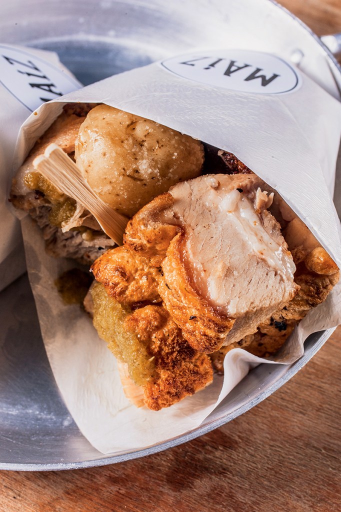 Chicharrones do Maíz: pedaços bem crocantes de porco com batata (Foto: Mario Rodrigues)