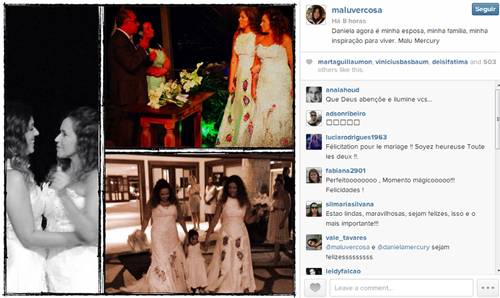 Daniela Mercury se casa com Malu Verçosa e publica fotos da cerimônia na internet: “Malu Mercury”
