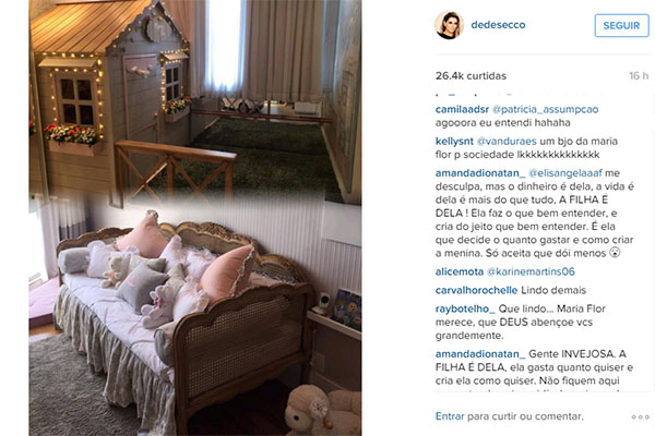 Deborah Secco mostra casinha luxuosa da filha e provoca polêmica no Instagram