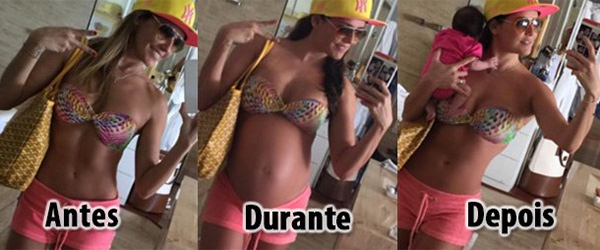 Deborah Secco publica “antes, durante e depois” da gravidez para mostrar mudanças no corpo