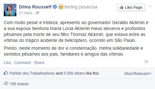 Personalidades comentam a morte do filho de Geraldo Alckmin