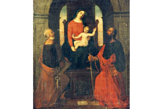 A Virgem Maria com o Menino Jesus entre São Pedro e São Paulo A Virgem Maria com o Menino Jesus entre São Pedro e São Paulo