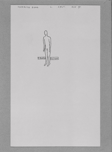 O desenho Favorite Game (1990) traz o texto que deu nome à exposição O desenho Favorite Game (1990) traz o texto que deu nome à exposição