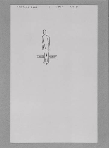 O desenho Favorite Game (1990) traz o texto que deu nome à exposição
