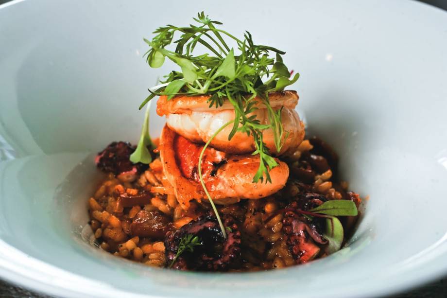 Arroz caldoso de lula, polvo e lagosta Arroz caldoso de lula, polvo e lagosta