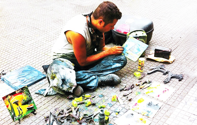 Trabalho de rua, artista de rua na 25 de Março Foto Ivan Dias