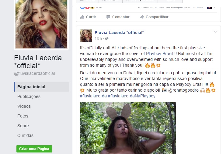 Modelo comemora ser a primeira representante plus size da capa da ‘Playboy’ brasileira