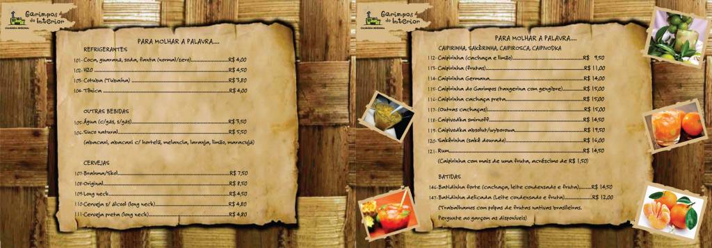 Cardápio do Garimpos do Interior