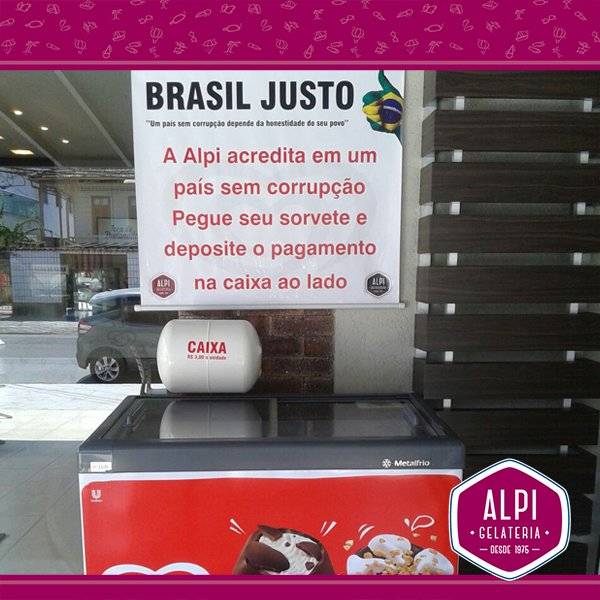 Sorveteria deixa clientes pagarem como quiserem e leva prejuízo de 16%