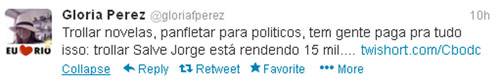 Polêmica do dia: Gloria Perez se irrita com sátira de ‘Salve Jorge’ e reclama no Twitter