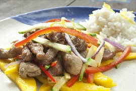 Filé-mignon de porco com manga, do Hitam Filé-mignon de porco com manga, do Hitam