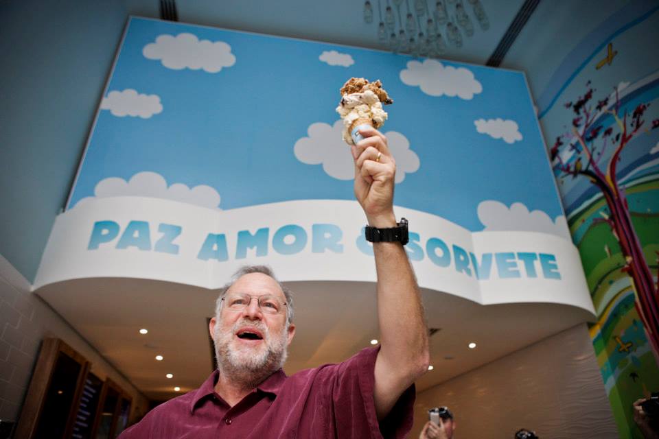 O fundador Jerry Greenfield: na festa de inauguração da filial paulistana (Foto: Ricson Onodera/Facebook_