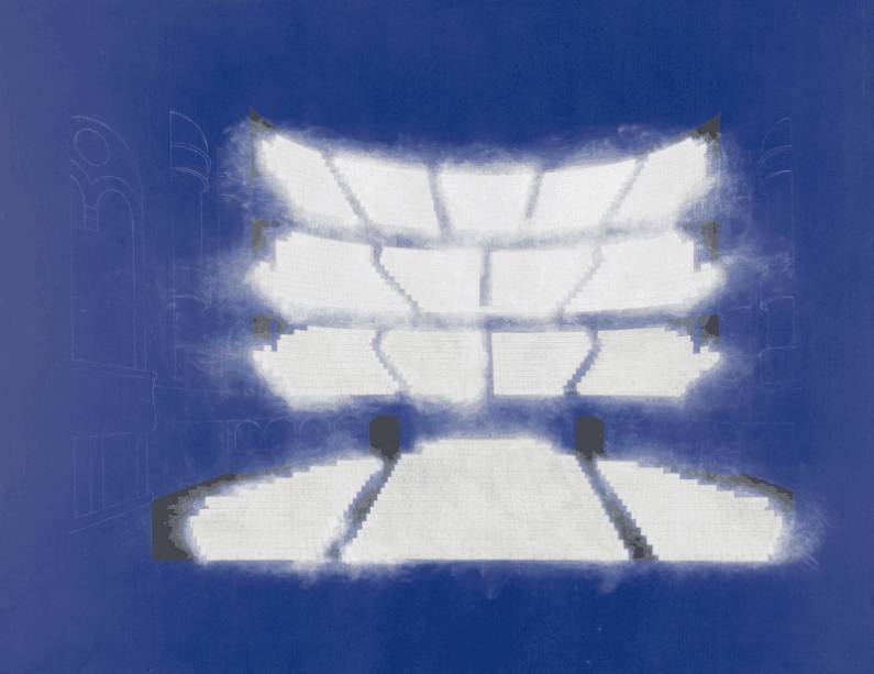 A plateia vazia de um teatro foi a inspiração para essa tela de 1995