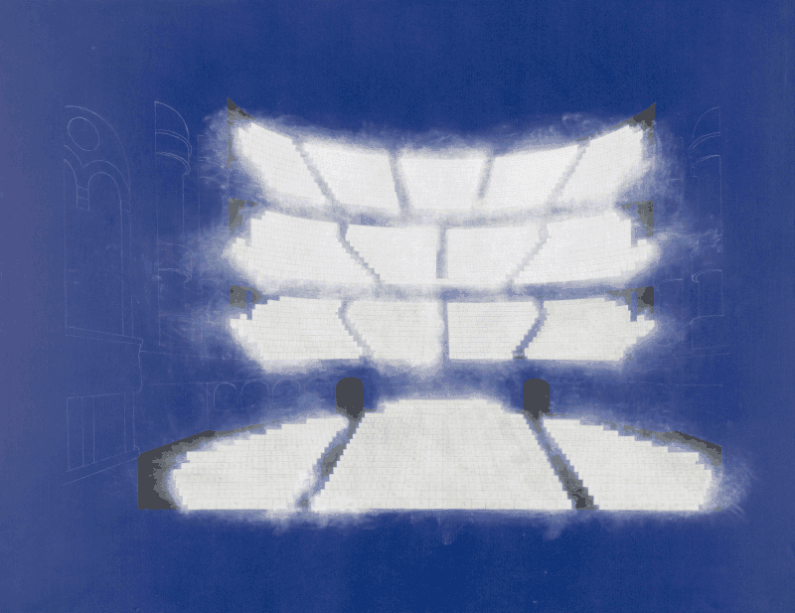 A plateia vazia de um teatro foi a inspiração para essa tela de 1995 A plateia vazia de um teatro foi a inspiração para essa tela de 1995