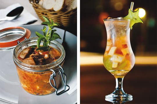 Verrine de polvo e sangria em taça Verrine de polvo e sangria em taça