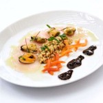 Carpaccio de peixe com mexilhão