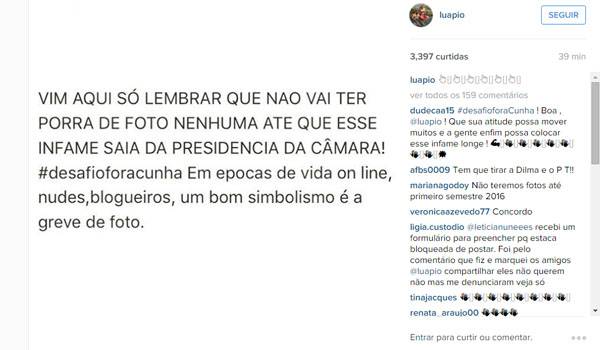 Luana Piovani faz protesto inusitado contra Eduardo Cunha no Instagram
