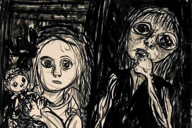 Menina Pobre, Menina Rica, de Marina Caram: nanquim sobre papel de 1954 Menina Pobre, Menina Rica, de Marina Caram: nanquim sobre papel de 1954