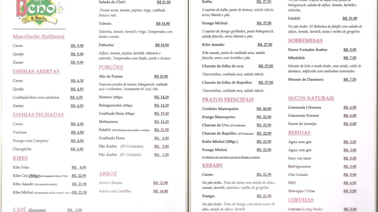 menu