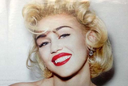 Miley Cyrus posa vestida de Marilyn Monroe (e com seios à mostra) na Vogue alemã