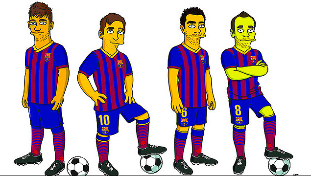 Neymar, Messi e outros craques do Barcelona serão personagens em ‘Os Simpsons’