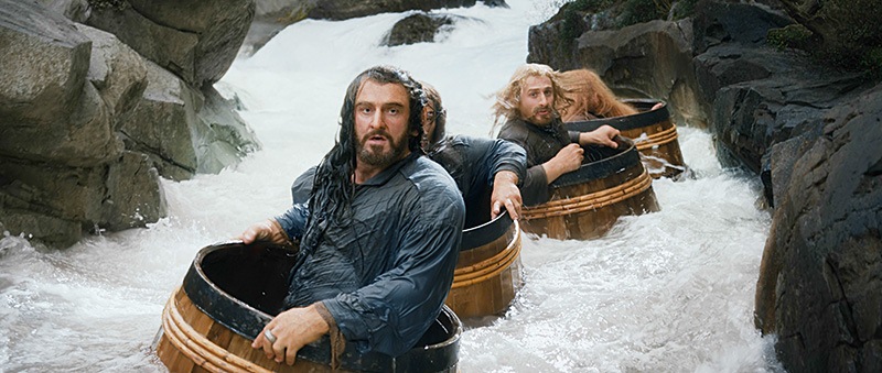 O Hobbit – A Desolação de Smaug: o rei Thorin (Richard Armitage) e os anões, na memorável fuga em barris O Hobbit – A Desolação de Smaug: o rei Thorin (Richard Armitage) e os anões, na memorável fuga em barris