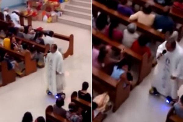 Padre é punido após rezar a missa de Natal em um hoverboard