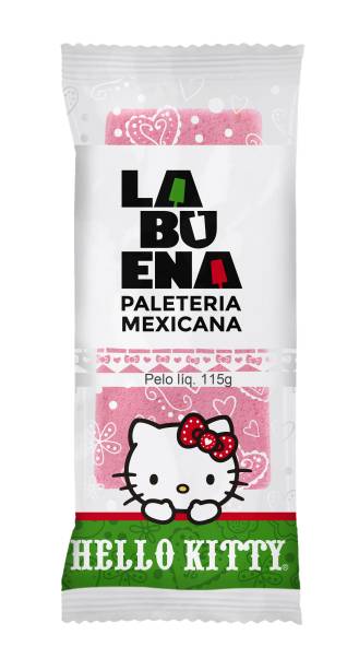 Paleta da Hello Kitty tem sabor de morango com chocolate branco Paleta da Hello Kitty tem sabor de morango com chocolate branco