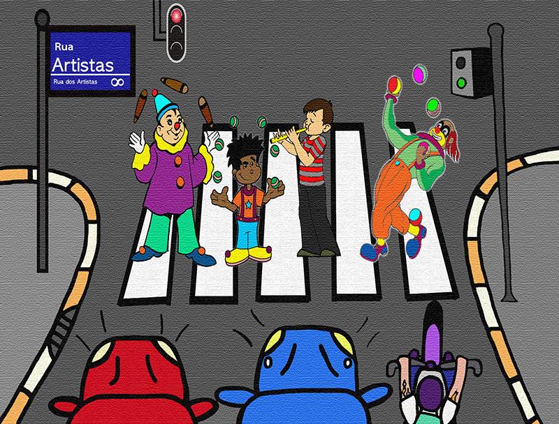 Paloma Caroline atualizou a faixa de pedestres de Abbey Road, que ganhou malabaristas Paloma Caroline atualizou a faixa de pedestres de Abbey Road, que ganhou malabaristas