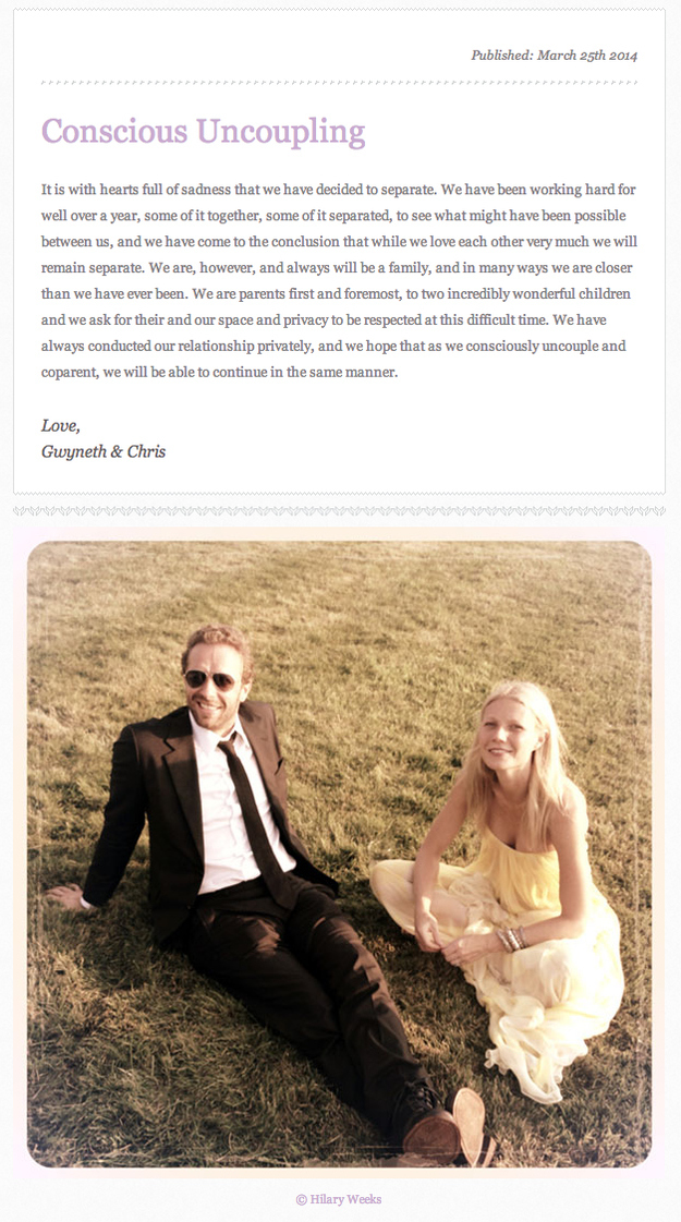Gwyneth Paltrow e Chris Martin, vocalista do Coldplay, anunciam separação