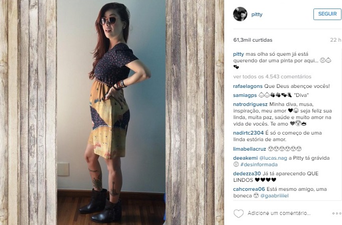 Pitty exibe barriga de grávida no Instagram e comove seguidores