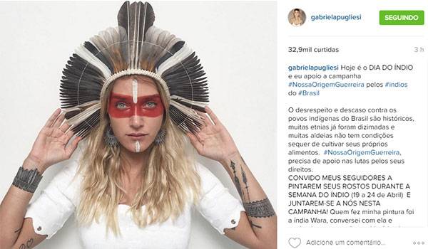 Gabriela Pugliesi faz homenagem ao Dia do Índio e foto irrita seguidores no Instagram