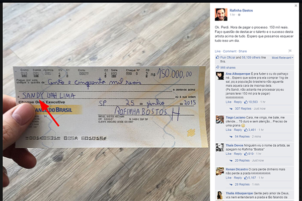 Rafinha Bastos perde processo de Wanessa, mas não a piada