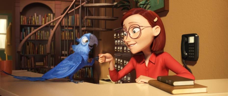 Pássaro que não sabe voar: Blu passou grande parte da sua vida dentro de uma livraria, por isso não aprendeu a voar Pássaro que não sabe voar: Blu passou grande parte da sua vida dentro de uma livraria, por isso não aprendeu a voar