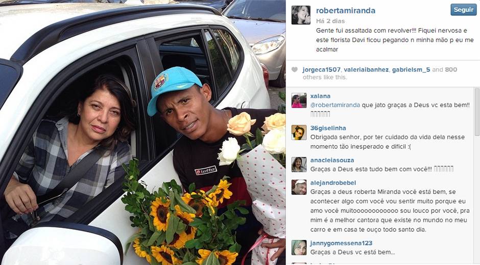Roberta Miranda é assaltada nos Jardins e socorrida por ambulante