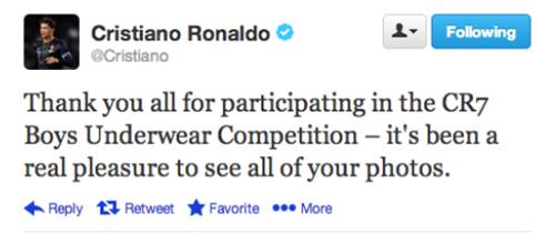 Cristiano Ronaldo escreve na internet (e depois apaga) texto dúbio sobre concurso infantil de cuecas