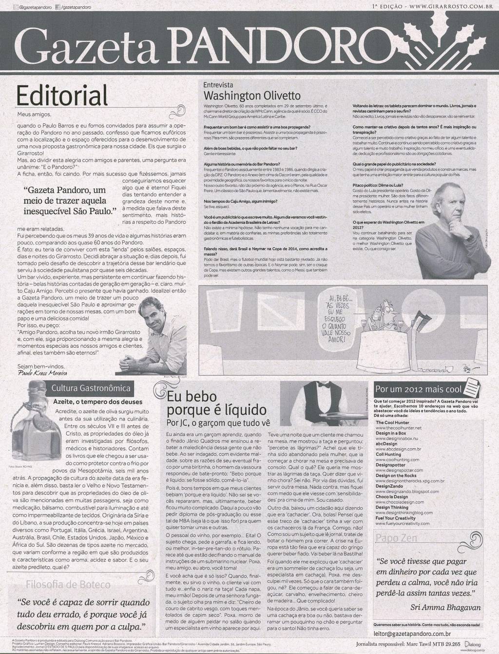 Leia o primeiro exemplar da Gazeta Pandoro