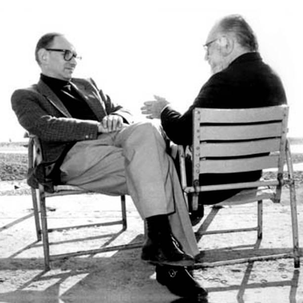 O diretor Sergio Leone na companhia do compositor Ennio Morricone